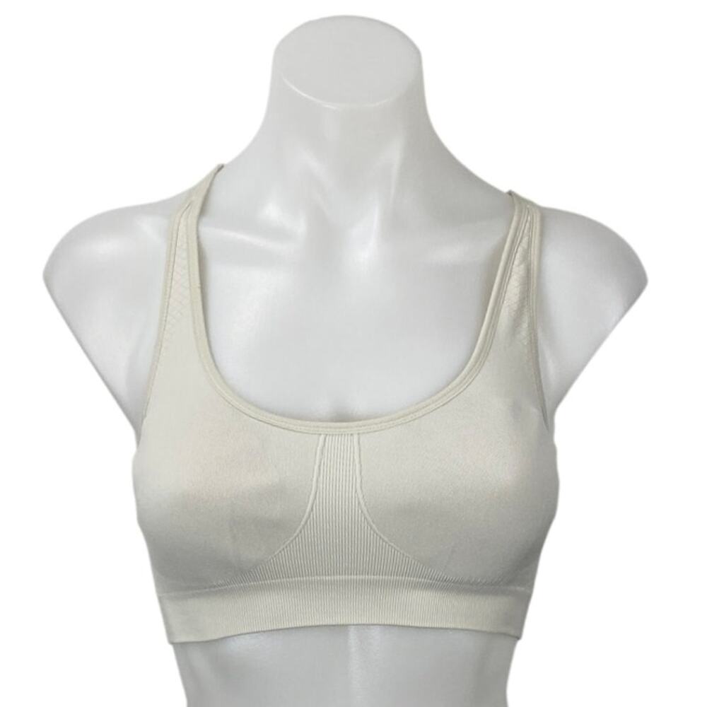 Tory Burch Sport Beige Racerback Yoga Workout Athletic Crop Top Sports Bra Sz S